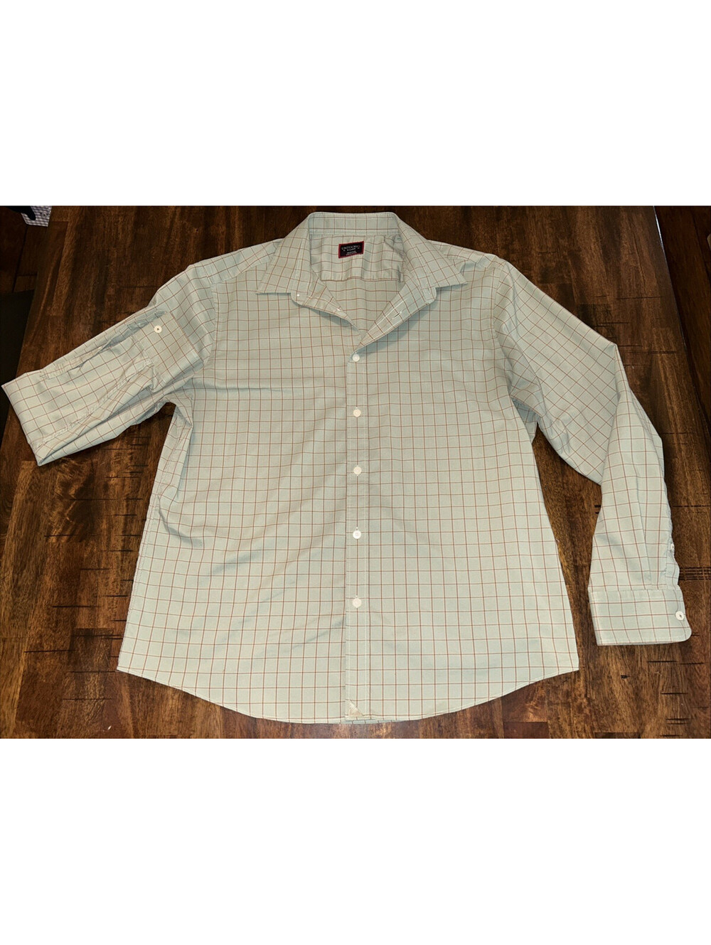 UNTUCKit Shirt Mens XL Green Brown Windowpane Antinello Performance Long Sleeve